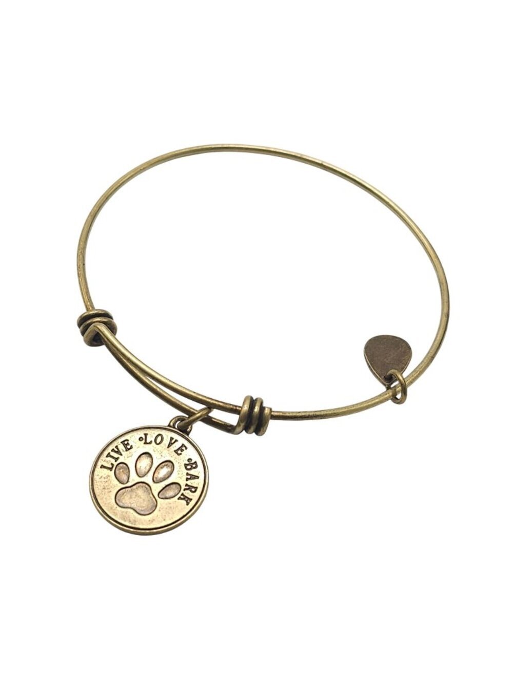 Live Love Bark Bella Ryann Expandable Gold-Tone Bangle Bracelet With Dog Paw